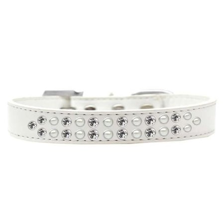 UNCONDITIONAL LOVE Two Row Pearl & Clear Crystal Dog CollarWhite Size 14 UN796053